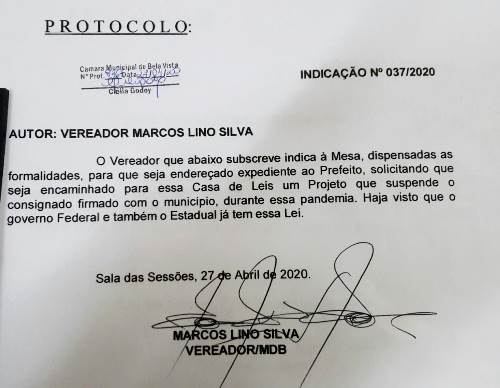 Pedido do vereador Marquinhos Lino, para suspender empréstimos consignados é aprovado.