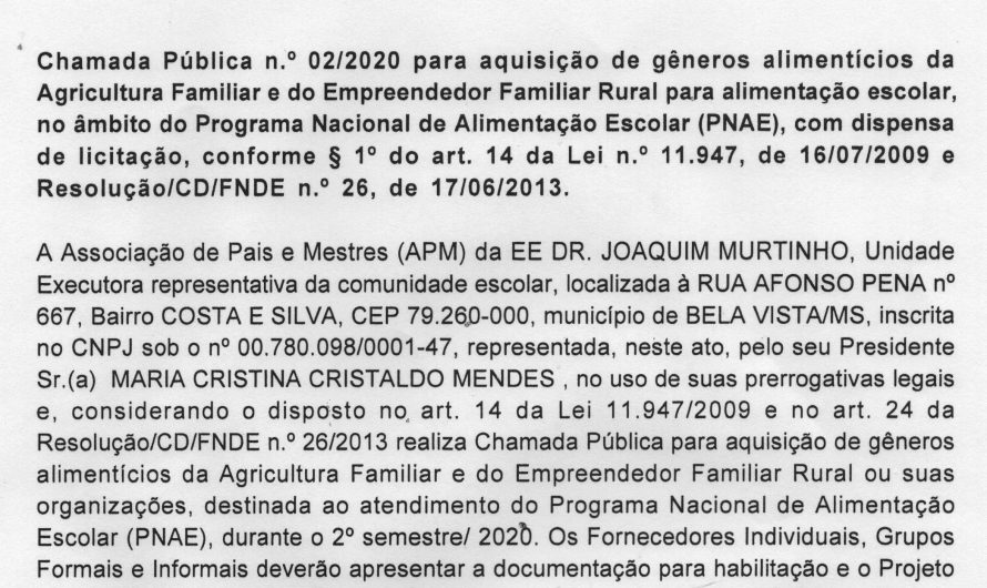 CHAMADA PÚBLICA DR. JOAQUIM MURTINHO